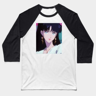 Anime Girl - Ice Blue - AI Baseball T-Shirt